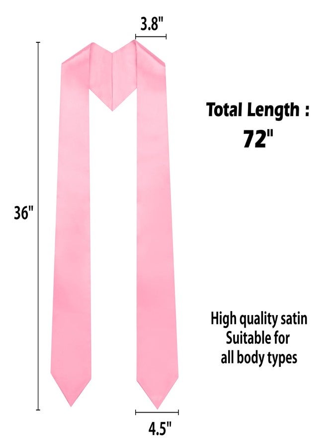 GHGMAO Plain Graduation Stole for Unisex Adults, Class of 2025 Graduation Sash Honor Stoles for Academic Commencements, 60" / 72" Long, 13 Colors (Pink) - Image 3